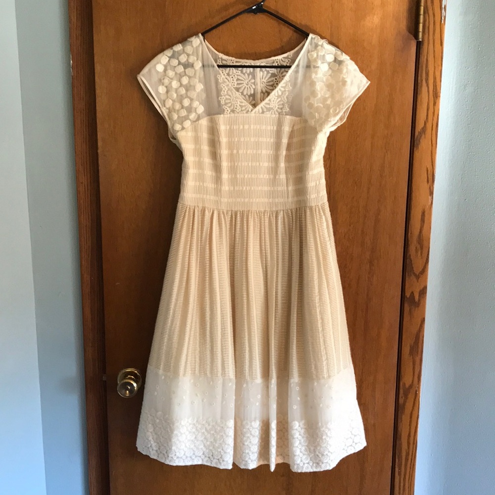 Anthropologie Cream Midi Dress